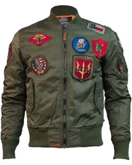 Top Gun MA-1 Nylon Green Bomber Jacket