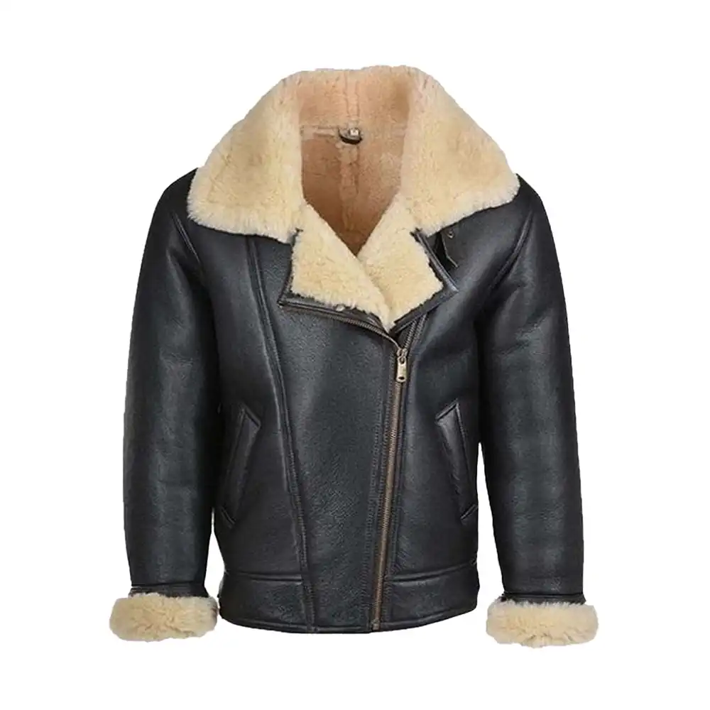 Erik Shearling Black Sheepskin Leather Jacket